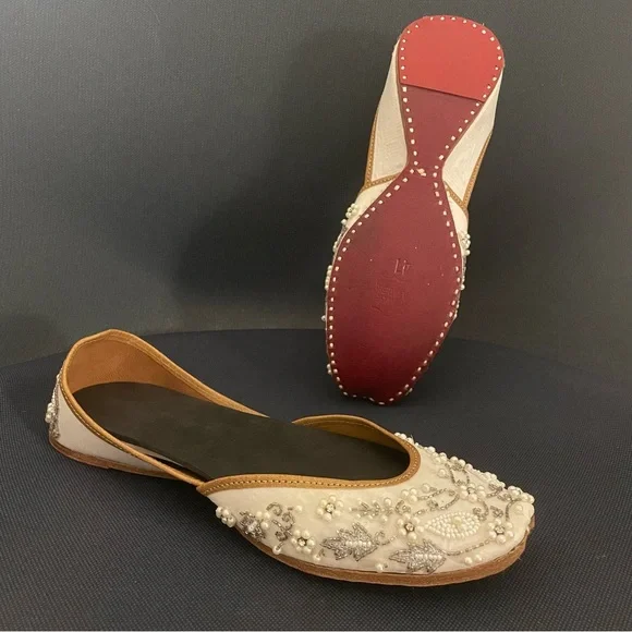 Beaded Leather Flats - Picture 1 of 14